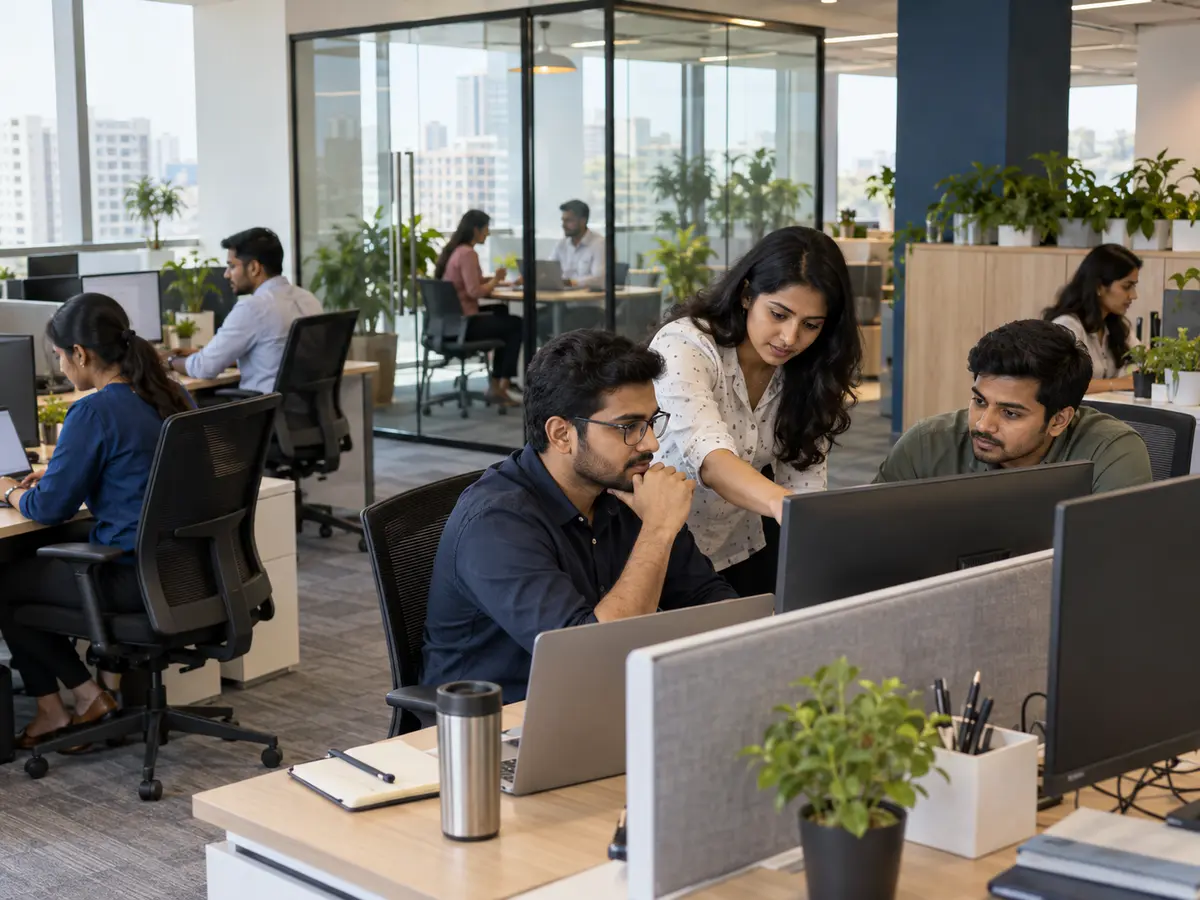 Modern corporate office with modular furniture