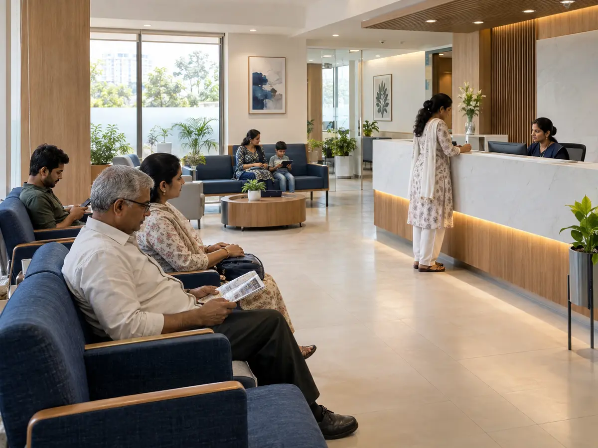 Clean healthcare reception and waiting area