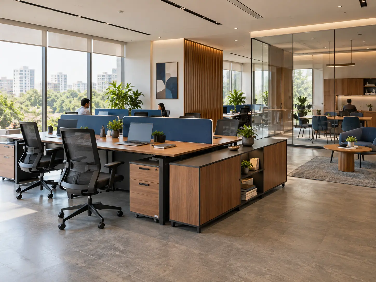 Modern office furnished with practical modular furniture